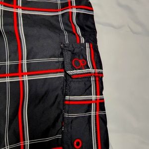 Men's OP Swim Trunks Black & Red Plaid 3XL